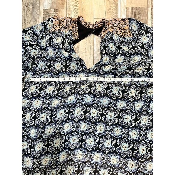 Free People Gabi Floral Print Tunic Dress Black Multi piece - Size Large - Picture 8 of 11